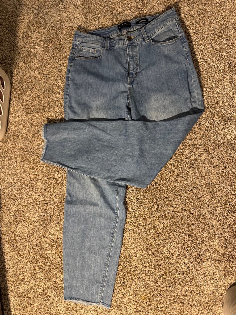 Susan Graver Jeans Girlfriend Raw Hem Stretch Denim Pants